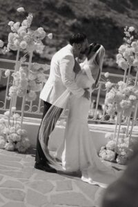 Romantic destination wedding on Rhodes, Greece, photographed in Lindos St Paul Bay