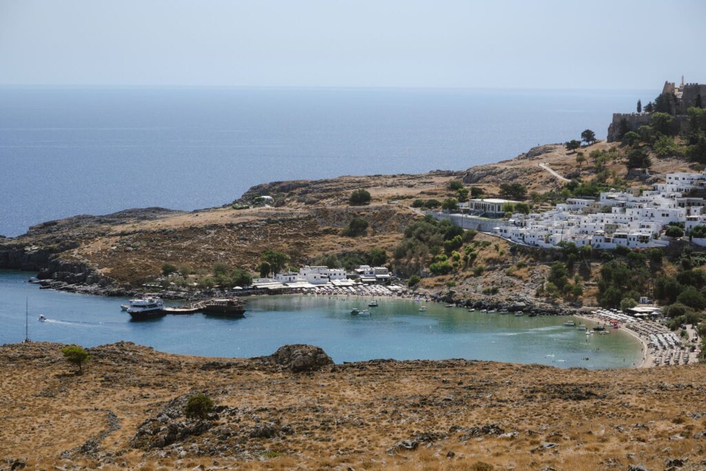 Romantic destination wedding on Rhodes, Greece, photographed in Lindos