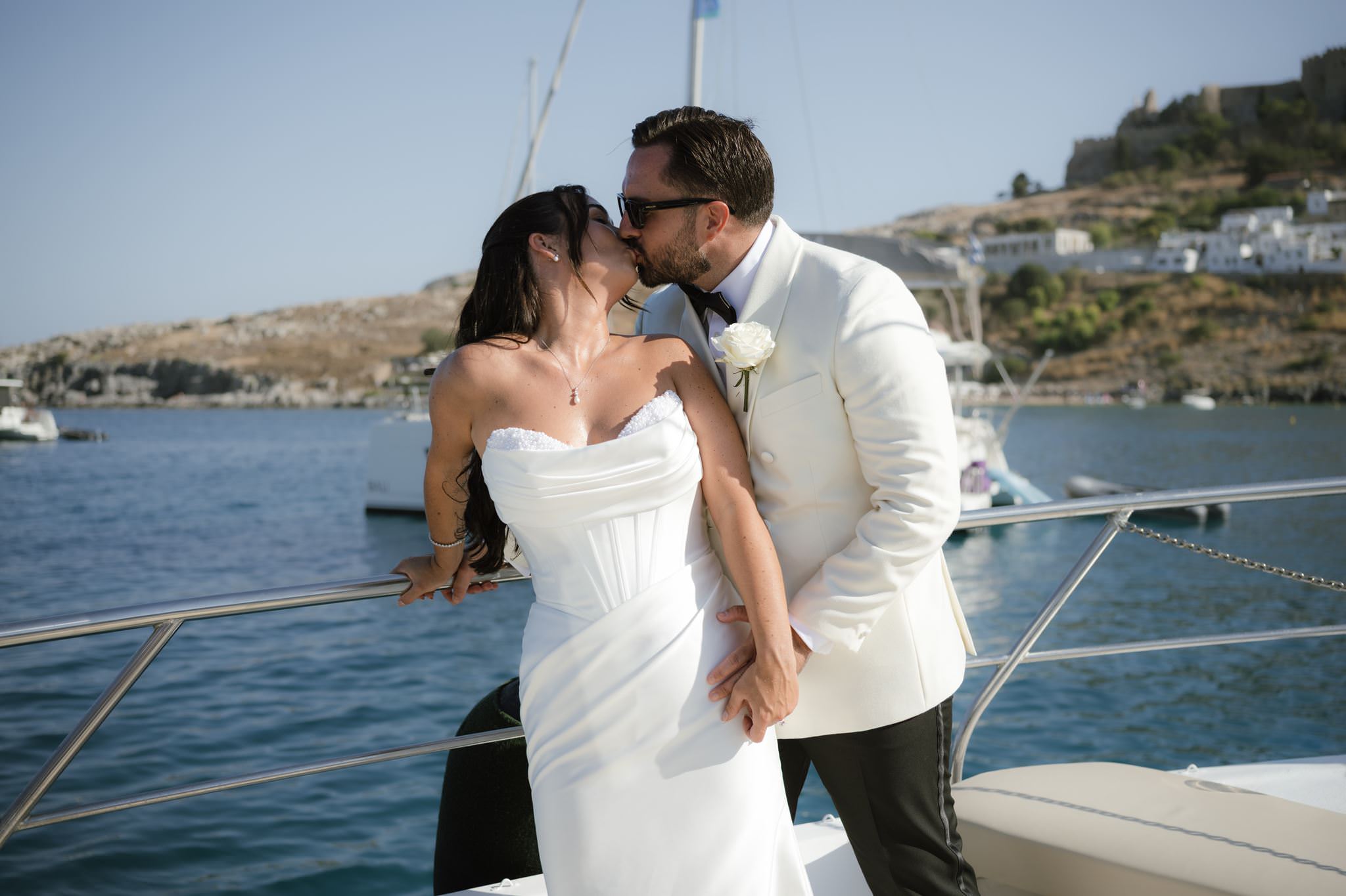 Romantic destination wedding on Rhodes, Greece, photographed in Lindos