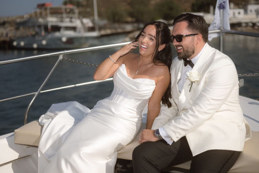 Romantic destination wedding on Rhodes, Greece, photographed in Lindos St Paul Bay
