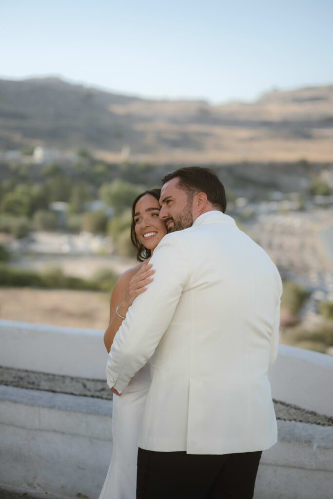 Romantic destination wedding on Rhodes, Greece, photographed in Ktima Lindos