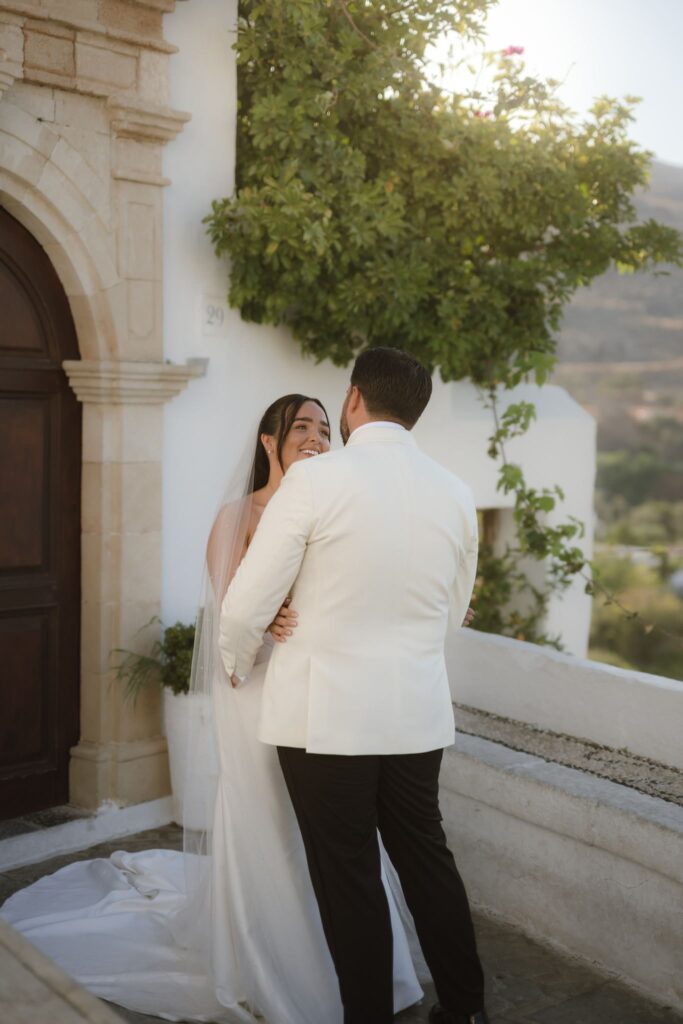 Romantic destination wedding on Rhodes, Greece, photographed in Ktima Lindos