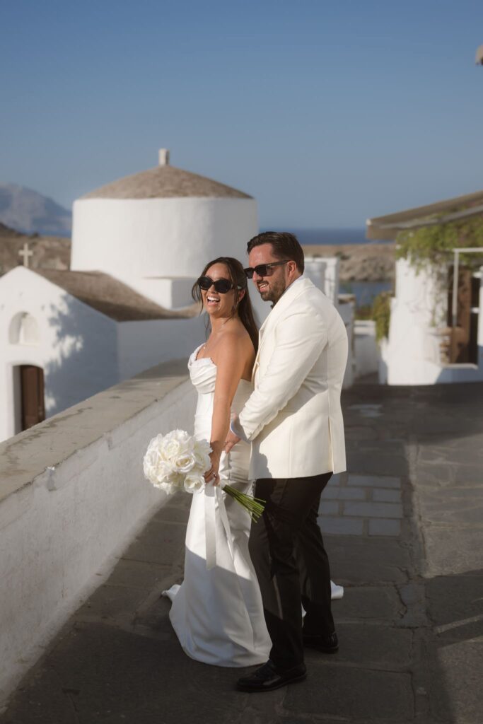 Romantic destination wedding on Rhodes, Greece, photographed in Ktima Lindos
