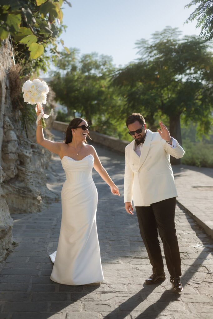 Romantic destination wedding on Rhodes, Greece, photographed in Ktima Lindos