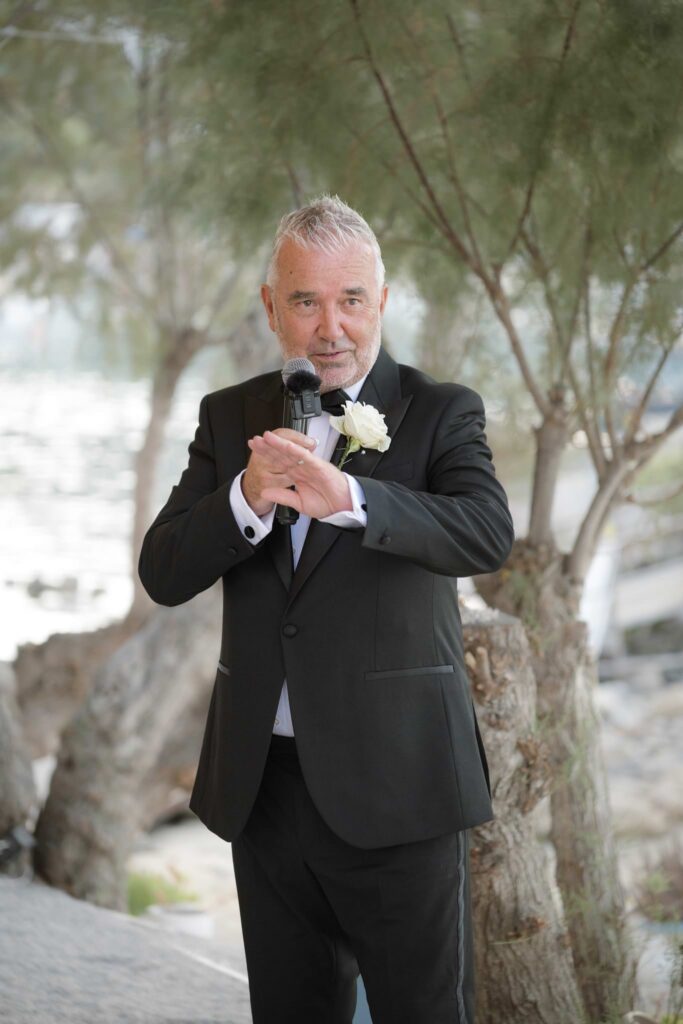 Romantic destination wedding on Rhodes, Greece, photographed in Lindos Skala