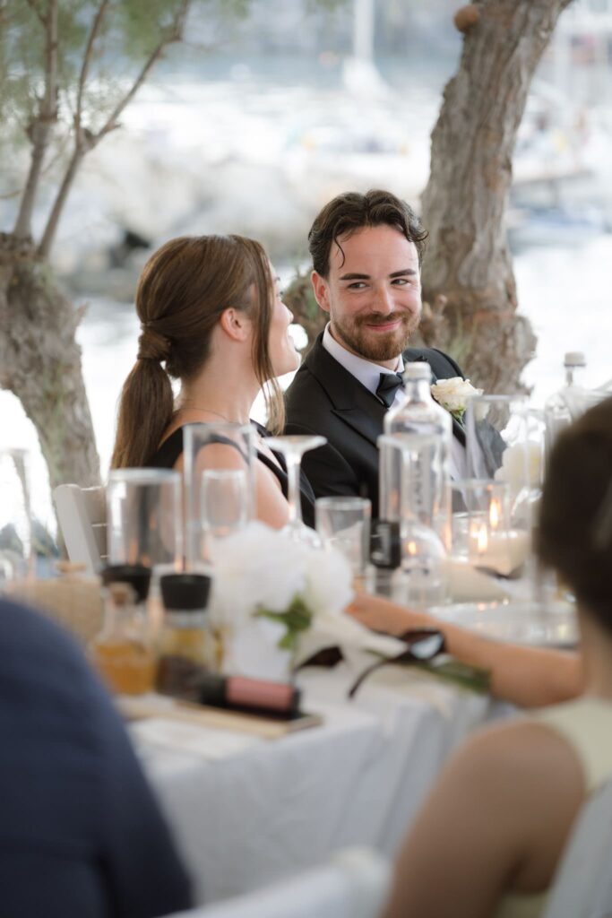 Romantic destination wedding on Rhodes, Greece, photographed in Lindos Skala
