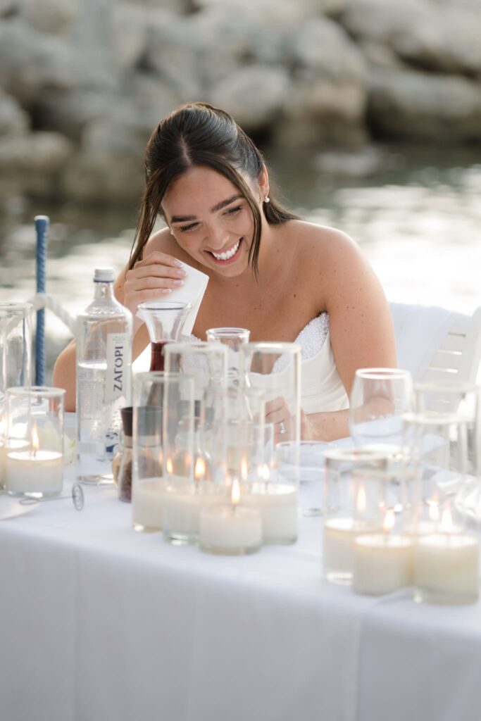 Romantic destination wedding on Rhodes, Greece, photographed in Lindos Skala