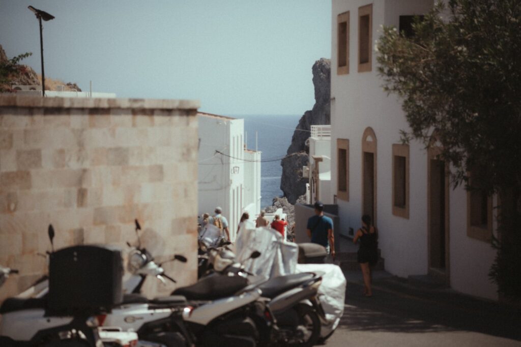 Romantic destination wedding on Rhodes, Greece, photographed in Lindos Melia
