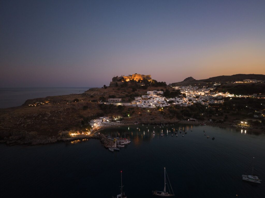 Romantic destination wedding on Rhodes, Greece, photographed in Lindos Skala